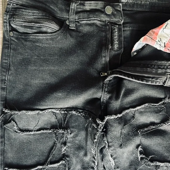 Rockstar Originals Jean Mens 34x46 Black Bootcut Flared Distressed Detailing - Picture 6 of 13